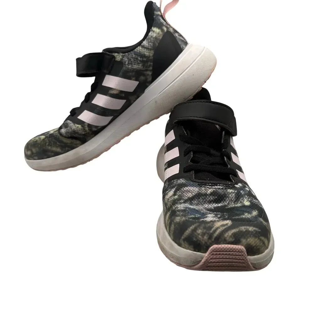 adidas Size 2 Green Camo Athletic Sneakers Lightweight Breathable Mesh Shoes